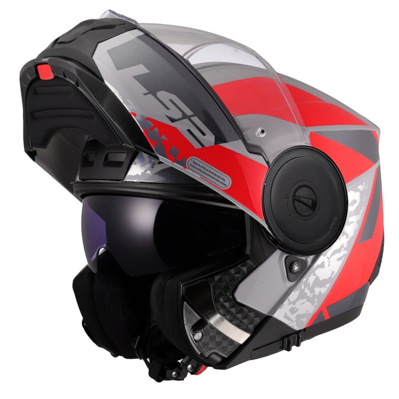 Flip-up motociklistu ķivere LS2 FF902 Scope II Oxyd pelēk-sarkana