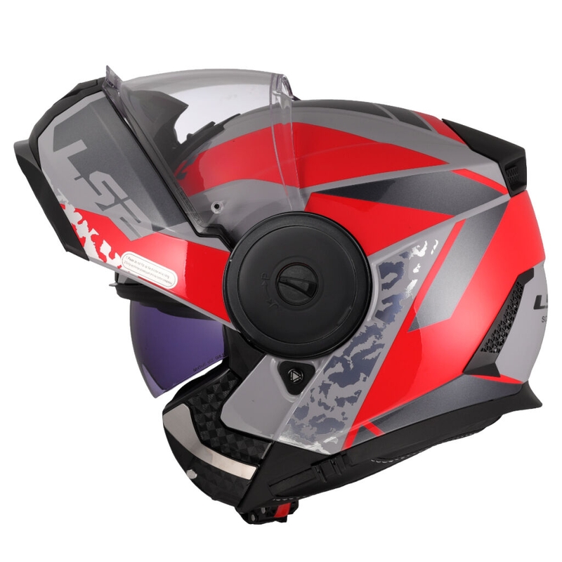 Flip-up motociklistu ķivere LS2 FF902 Scope II Oxyd pelēk-sarkana