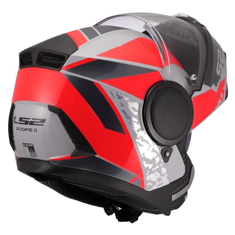 Flip-up motociklistu ķivere LS2 FF902 Scope II Oxyd pelēk-sarkana