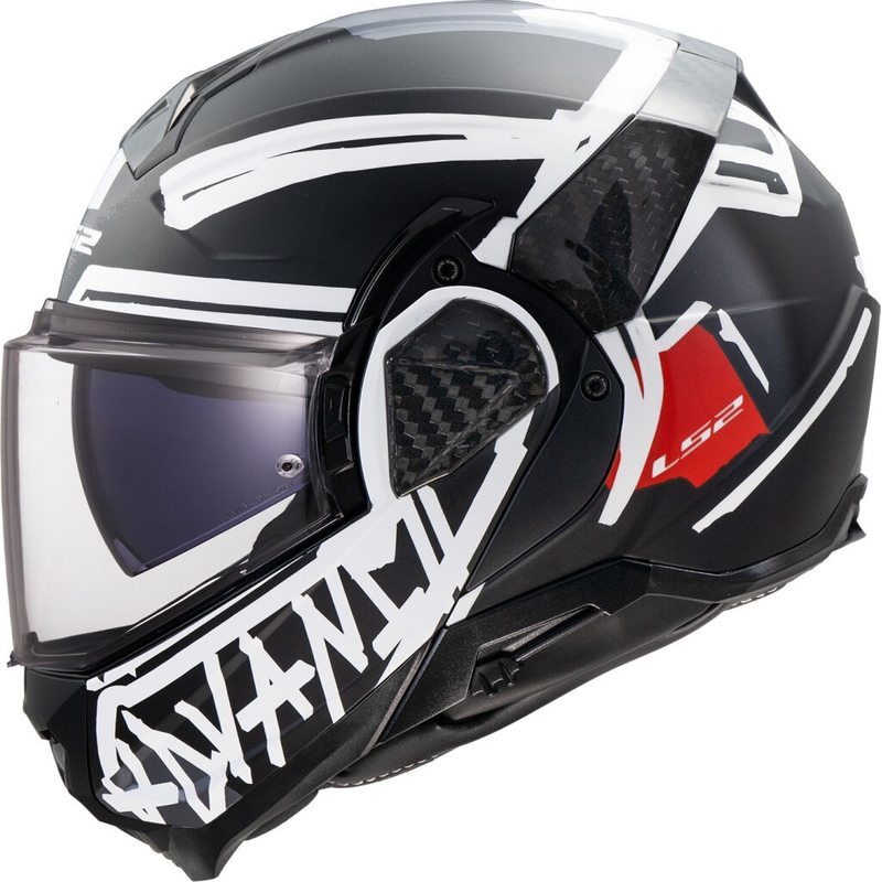 LS2 FF910 Advant II Tape melna salokāmā motociklu ķivere