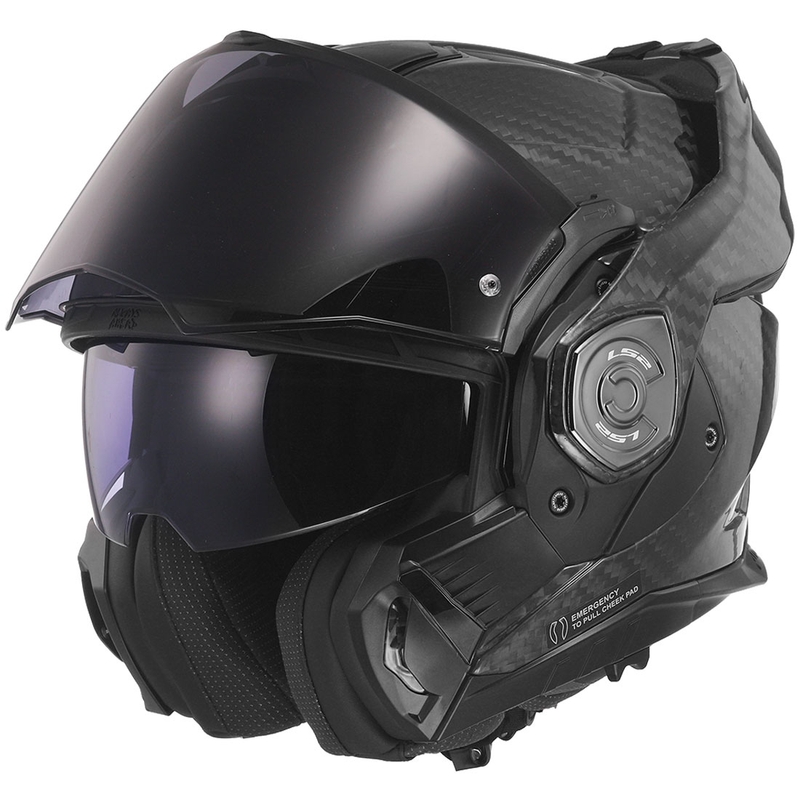 LS2 FF901 Advant X Solid Carbon Black salokāmā motociklu ķivere