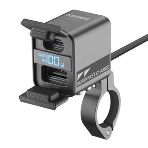 Interphone USB-C, USB-A lādētājs ar motocikla akumulatora uzlādi melns