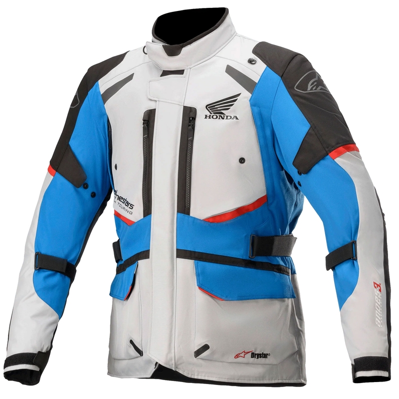Motocikla jaka Alpinestar Andes Drystar Honda pelēk-meln-zila-sarkana