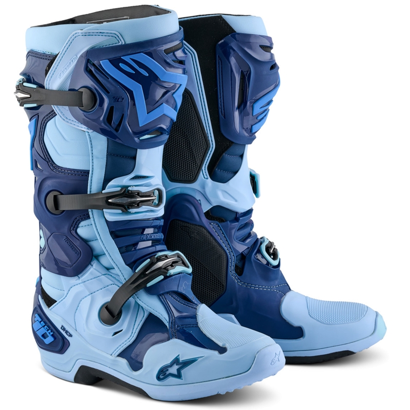 Alpinestars Tech 10 ierobežota sērija Steelers zili un gaiši zili motocikla zābaki
