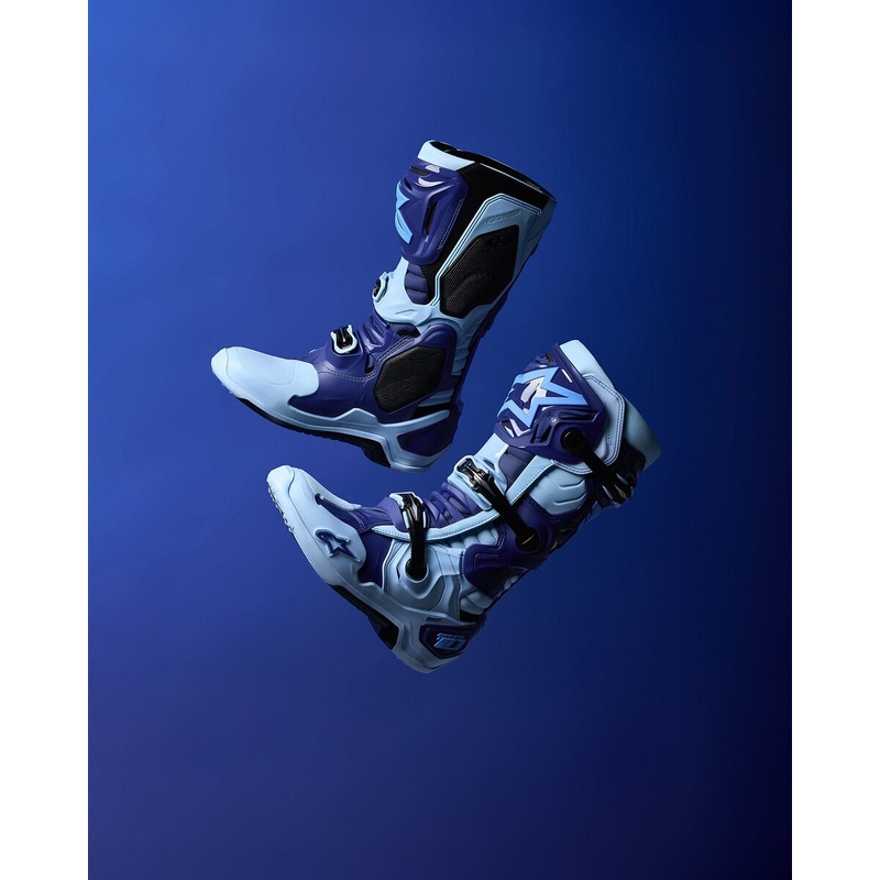 Alpinestars Tech 10 ierobežota sērija Steelers zili un gaiši zili motocikla zābaki