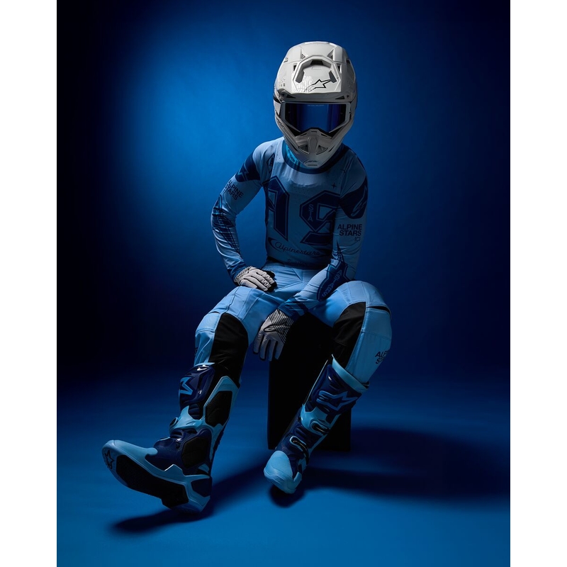 Alpinestars Tech 10 ierobežota sērija Steelers zili un gaiši zili motocikla zābaki