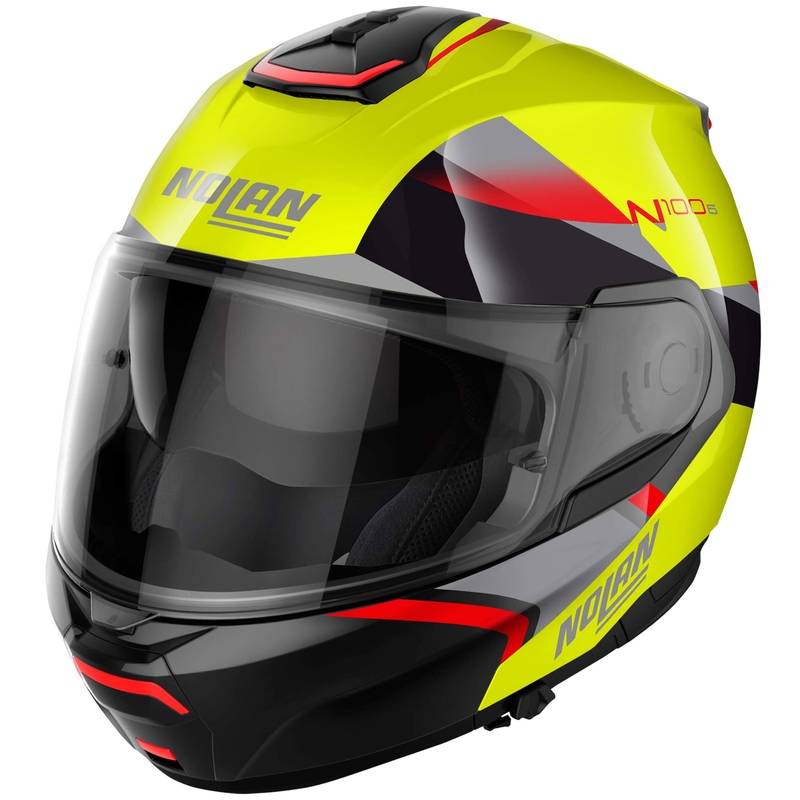 Flip-up moto ķivere Nolan N100-6 Paloma N-COM 27 fluo dzeltena