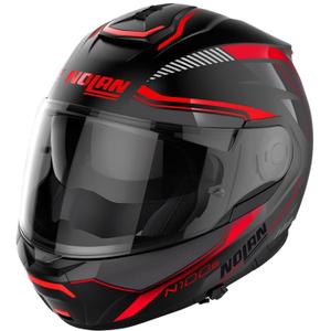 Nolan N100-6 Surveryor N-COM 21 melnā un sarkanā flip-up motociklu ķivere