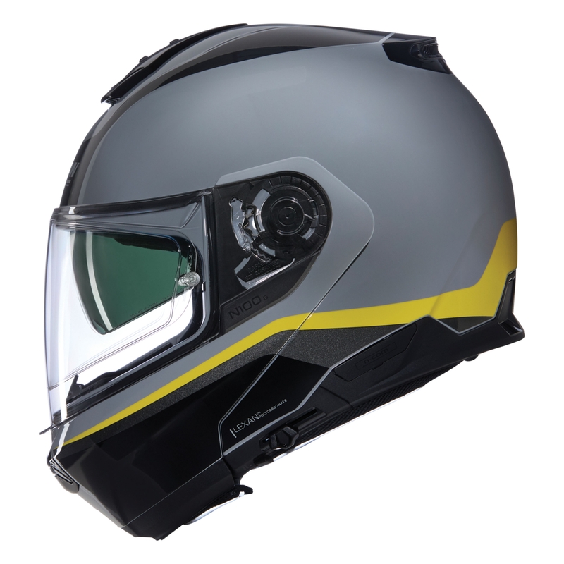 Flip-up moto ķivere Nolan N100-6 Incognito N-COM 346 pelēka-melna-dzeltena
