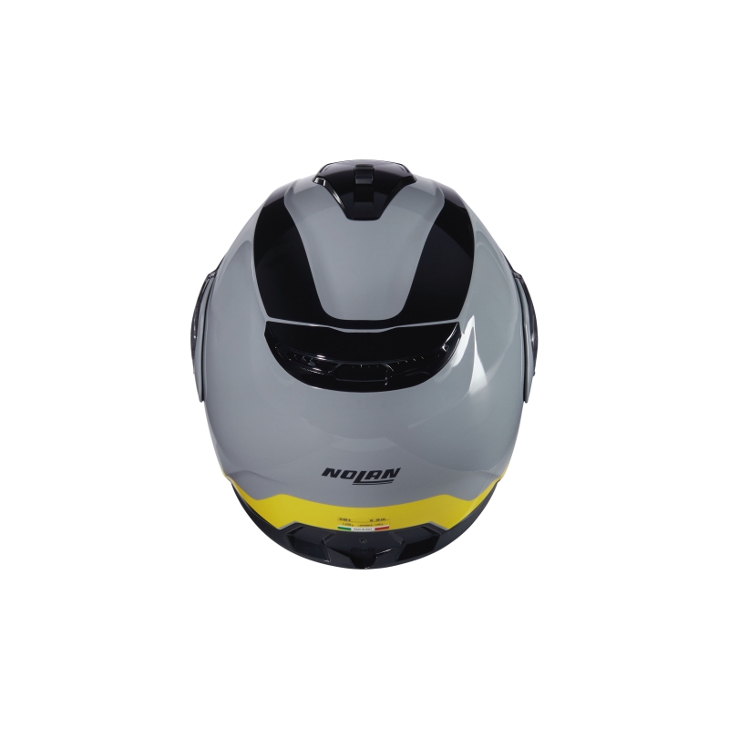 Flip-up moto ķivere Nolan N100-6 Incognito N-COM 346 pelēka-melna-dzeltena