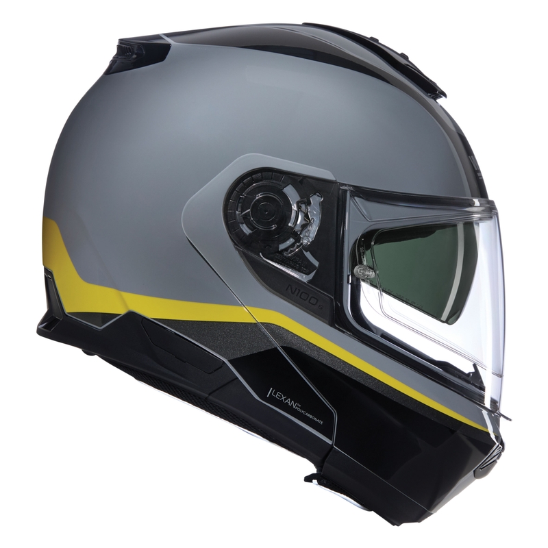 Flip-up moto ķivere Nolan N100-6 Incognito N-COM 346 pelēka-melna-dzeltena