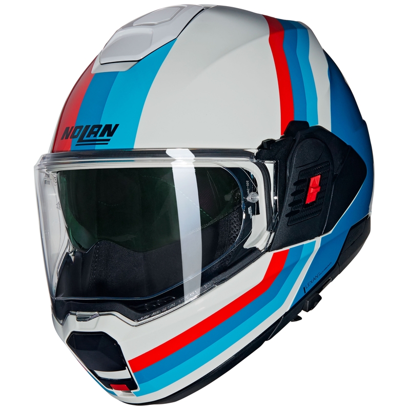 Nolan N120-1 Lineo N-COM 347 balta-zilā-sarkanā saliekamā motocikla ķivere