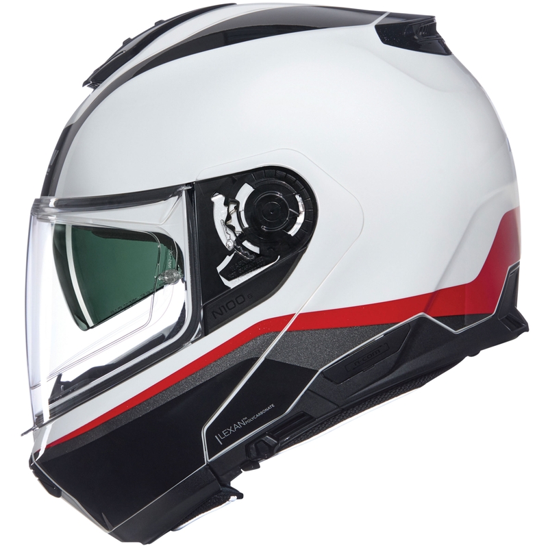 Flip-up motociklistu ķivere Nolan N100-6 Incognito N-COM 344 balta-melna-arkana