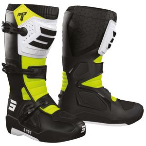 Shot Race 4 motocikla zābaki melni-balti-fluorēti dzelteni