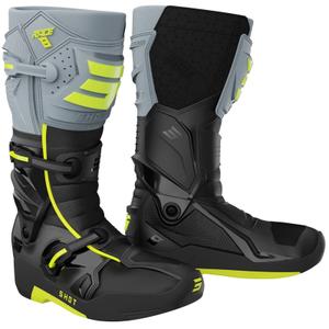 Shot Race 8 melni-pelēki-fluo dzelteni motocikla zābaki