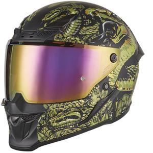 Integrālā motocikla ķivere NOX Exlusiv Goliath Mythology matēts melns-zelts