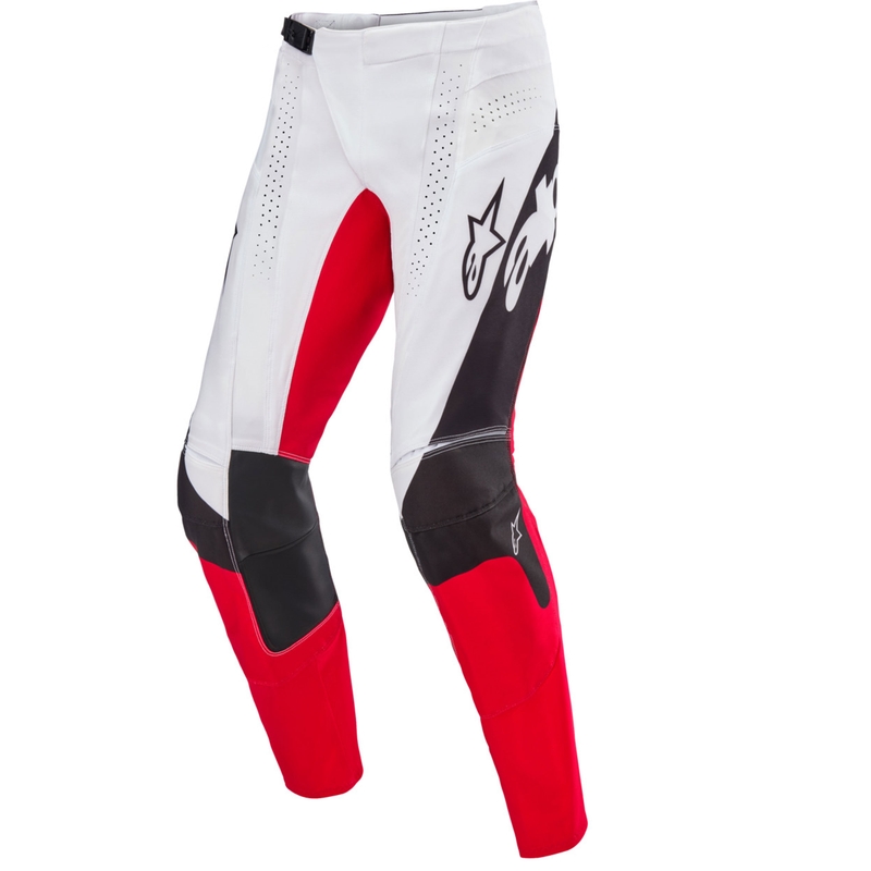 Alpinestars Techstar ierobežotas izlaiduma Deep melni-balti-fluo sarkani-oranžas motokrosa bikses
