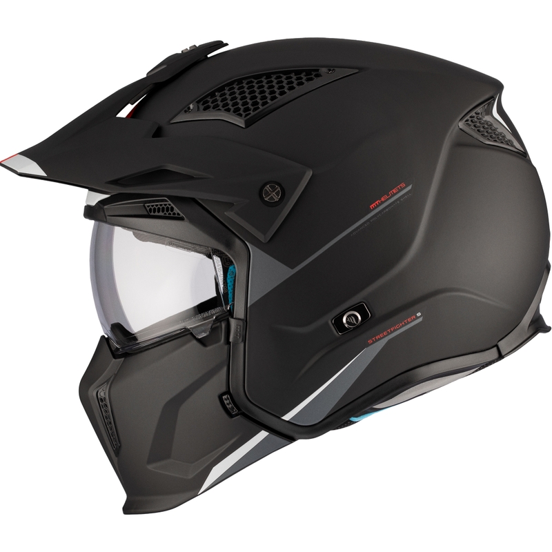 MT Streetfighter SV S Solid A1 atvērtā sejas ķivere ar masku melna matēta