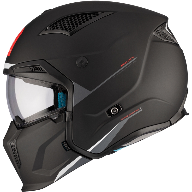 MT Streetfighter SV S Solid A1 atvērtā sejas ķivere ar masku melna matēta