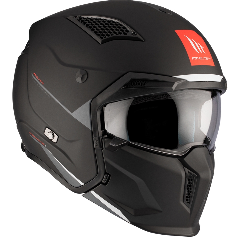MT Streetfighter SV S Solid A1 atvērtā sejas ķivere ar masku melna matēta