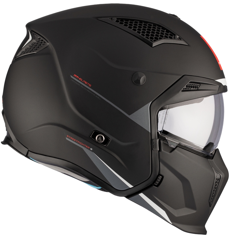 MT Streetfighter SV S Solid A1 atvērtā sejas ķivere ar masku melna matēta