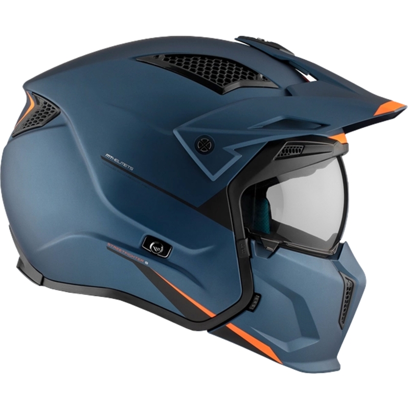 Atvērtā ķivere ar masku MT Streetfighter SV S Solid A7 matēti zila