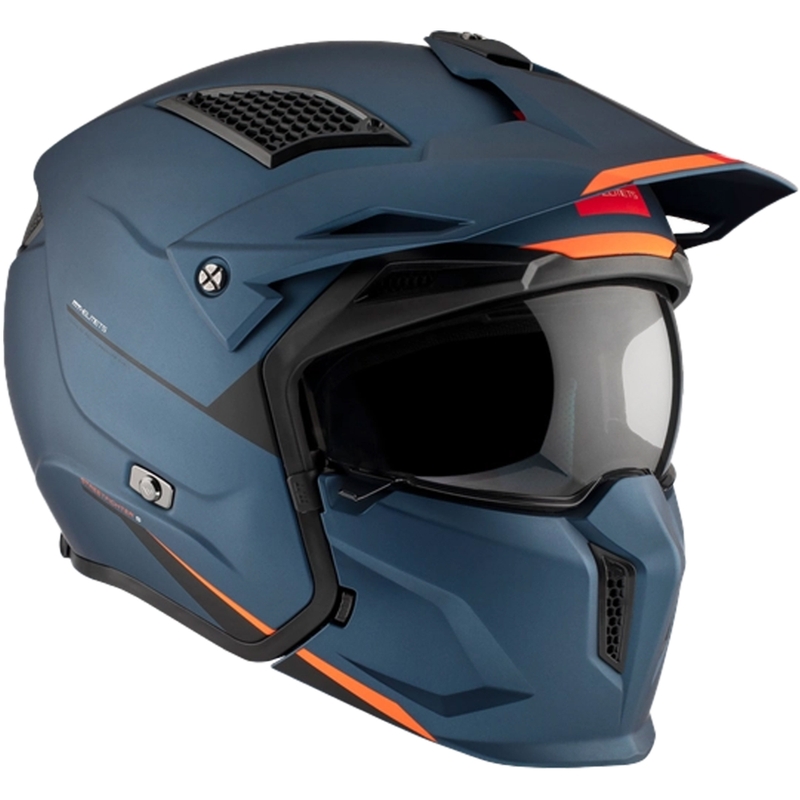 Atvērtā ķivere ar masku MT Streetfighter SV S Solid A7 matēti zila