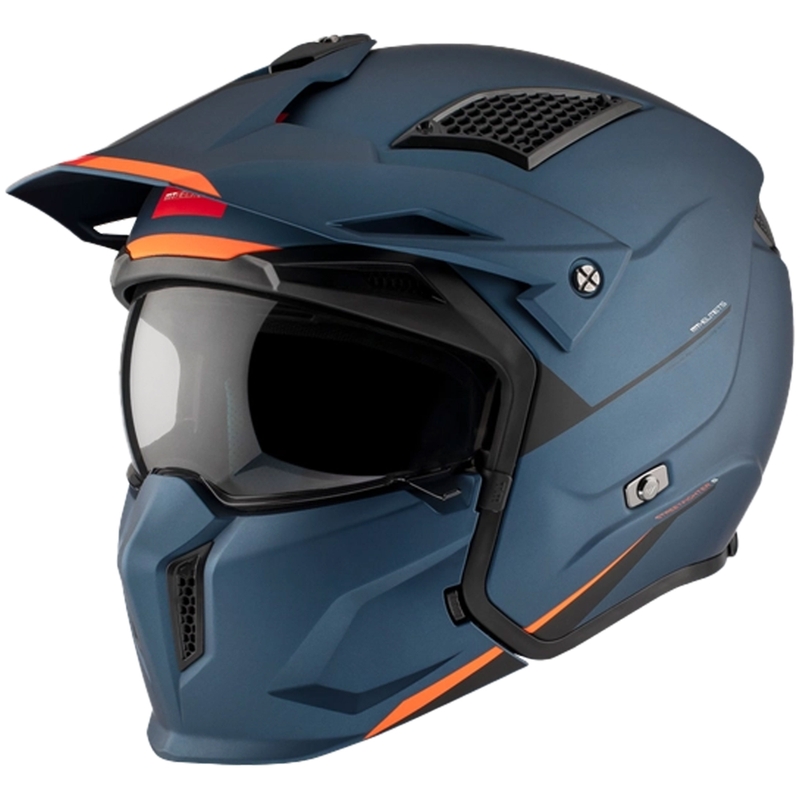 Atvērtā ķivere ar masku MT Streetfighter SV S Solid A7 matēti zila