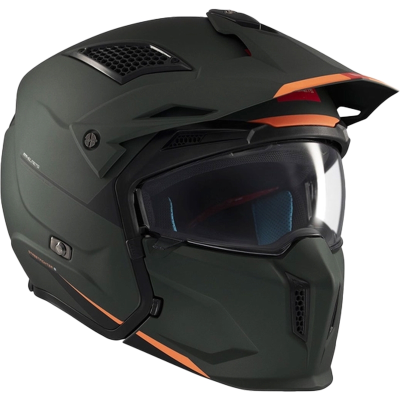 Atvērtā ķivere ar masku MT Streetfighter SV S Solid A6 matēti zaļa