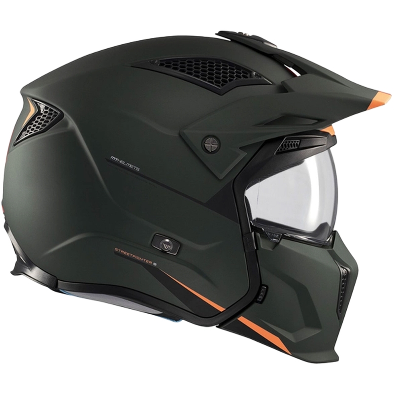 Atvērtā ķivere ar masku MT Streetfighter SV S Solid A6 matēti zaļa