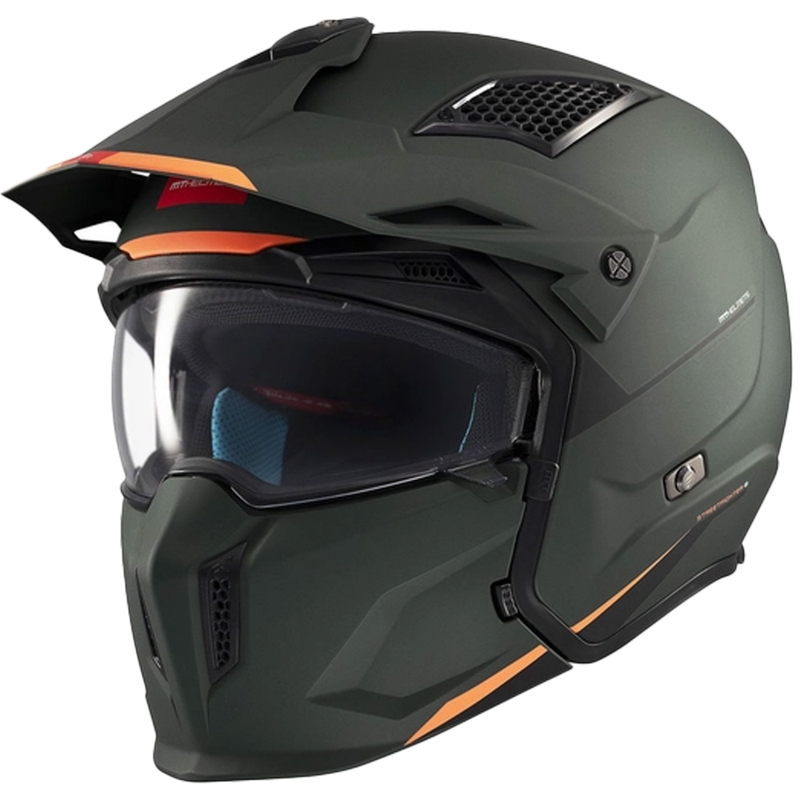 Atvērtā ķivere ar masku MT Streetfighter SV S Solid A6 matēti zaļa