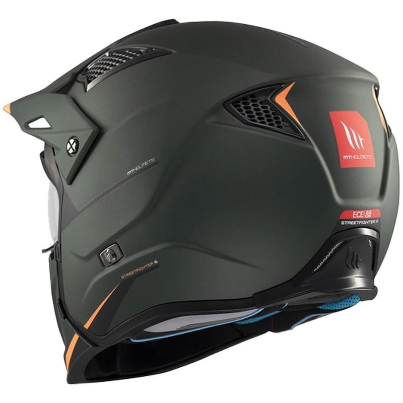 Atvērtā ķivere ar masku MT Streetfighter SV S Solid A6 matēti zaļa