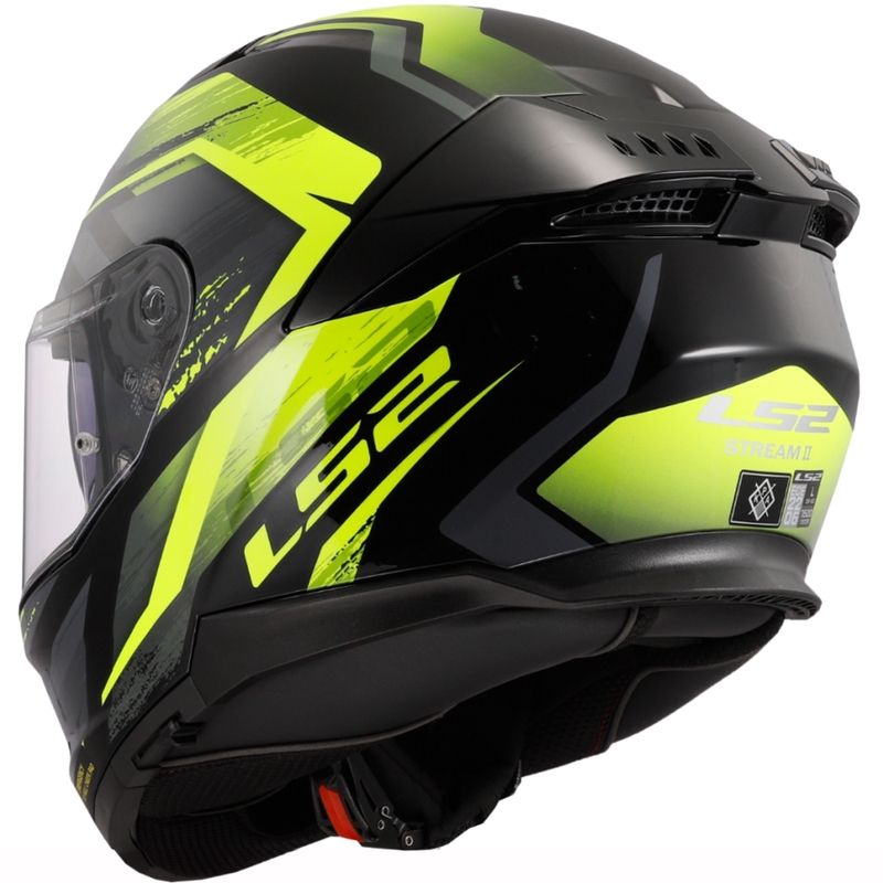 LS2 FF808 Stream II Fury melns-fluo dzeltens integrālā motocikla ķivere
