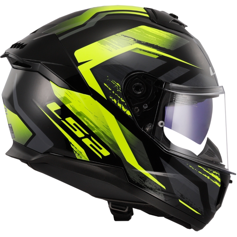 LS2 FF808 Stream II Fury melns-fluo dzeltens integrālā motocikla ķivere