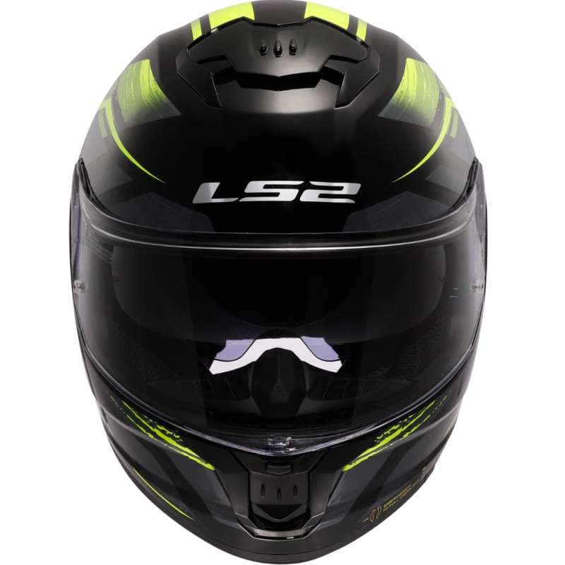 LS2 FF808 Stream II Fury melns-fluo dzeltens integrālā motocikla ķivere