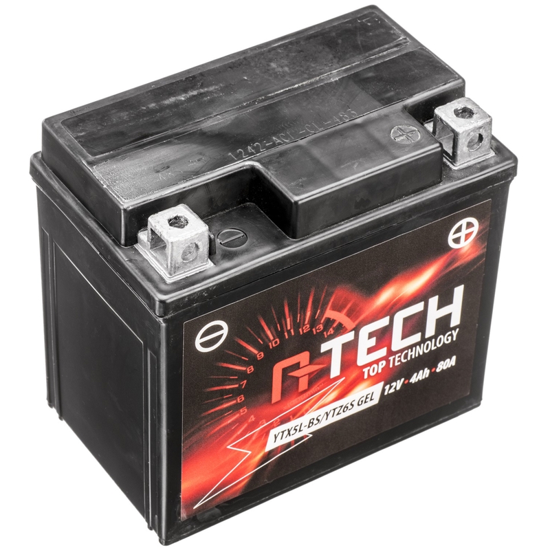 Gēla akumulators A-TECH 12V, YTX5L-BS/YTZ6S, 4Ah, 80A, bez apkopes