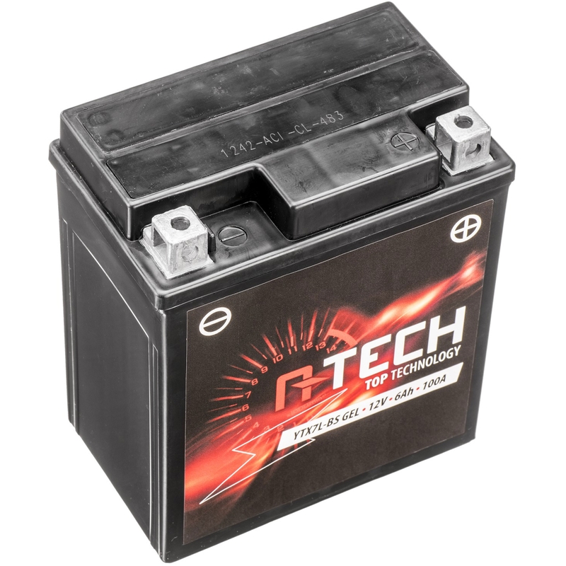 Gēla akumulators A-TECH 12V, YTX7L-BS, 6Ah, 100A, bez apkopes
