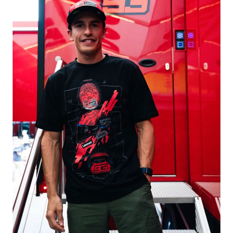 T-krekls Ducati Marc Marquez - ķivere MotoGP melns-sarkans