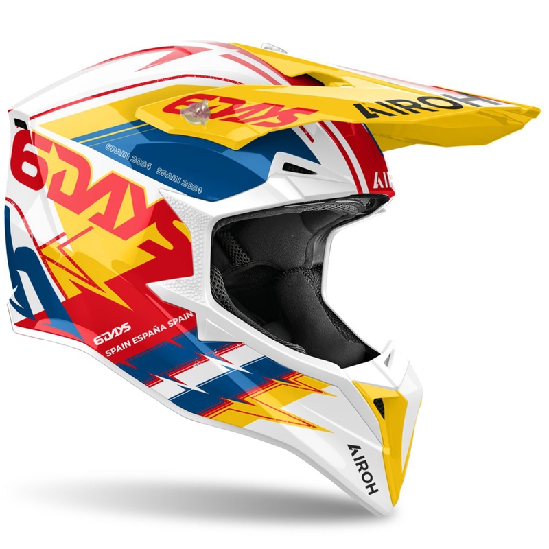 Motokrosa ķivere Airoh Wraaap Six Days Spain spīdīga daudzkrāsaina