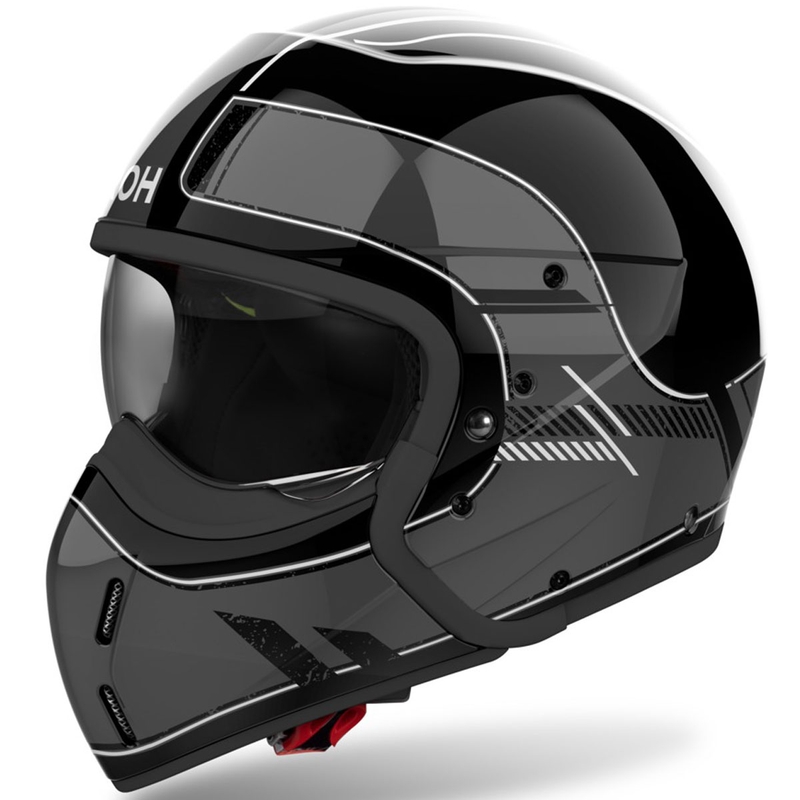 Modulārā motociklu ķivere Airoh J110 Raster spīdīga tumši pelēka