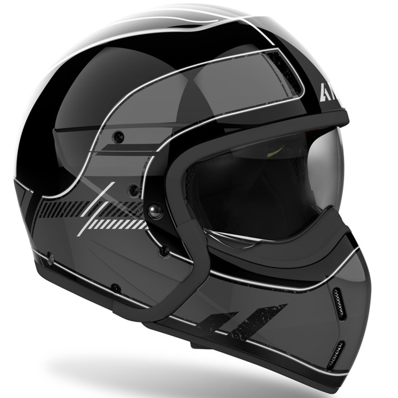 Modulārā motociklu ķivere Airoh J110 Raster spīdīga tumši pelēka