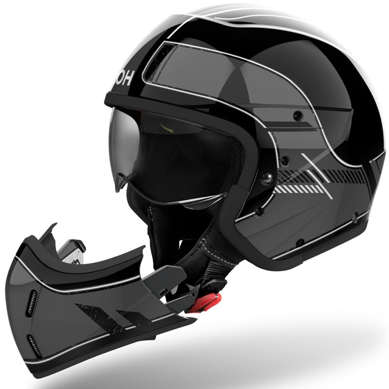 Modulārā motociklu ķivere Airoh J110 Raster spīdīga tumši pelēka