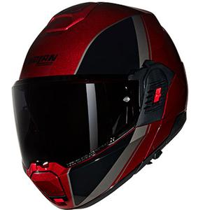 Nolan N120-1 Verniciatura Speciale N-COM 344 melni-sarkana saliekamā moto ķivere