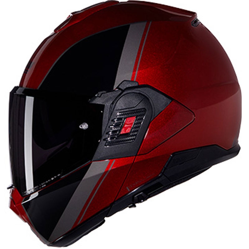 Nolan N120-1 Verniciatura Speciale N-COM 344 melni-sarkana saliekamā moto ķivere