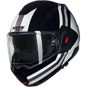 Nolan N120-1 Lineo N-COM 348 melnā-baltā-sudraba saliekamā motocikla ķivere