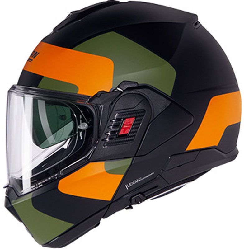 Nolan N120-1 Omocromo N-COM 345 melna-oranža-zaļa saliekamā motocikla ķivere