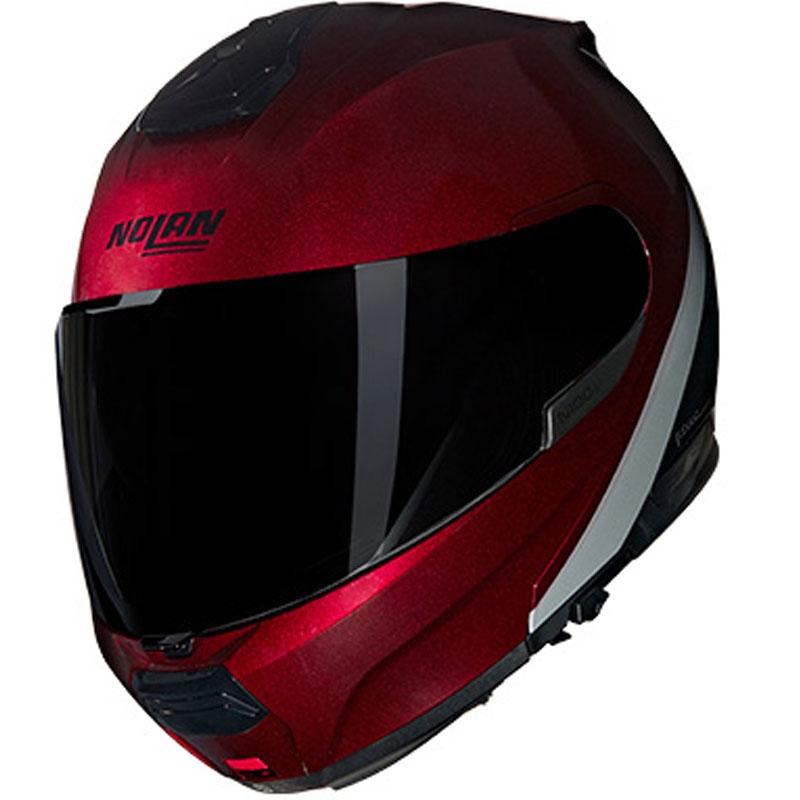 Atverama motocikla ķivere Nolan N100-6 Verniciatura Speciale N-COM 341 sarkana-melna