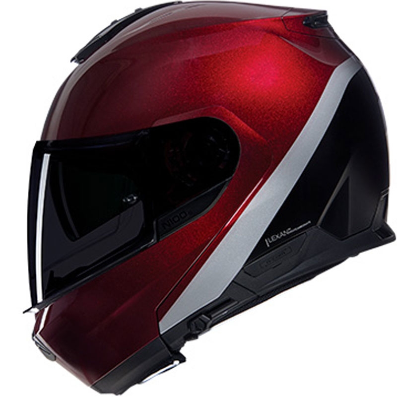 Atverama motocikla ķivere Nolan N100-6 Verniciatura Speciale N-COM 341 sarkana-melna