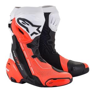 Alpinestars Supertech R Vented Black, White and Fluo Red motocikla zābaki - II klase - II. kvalitāte