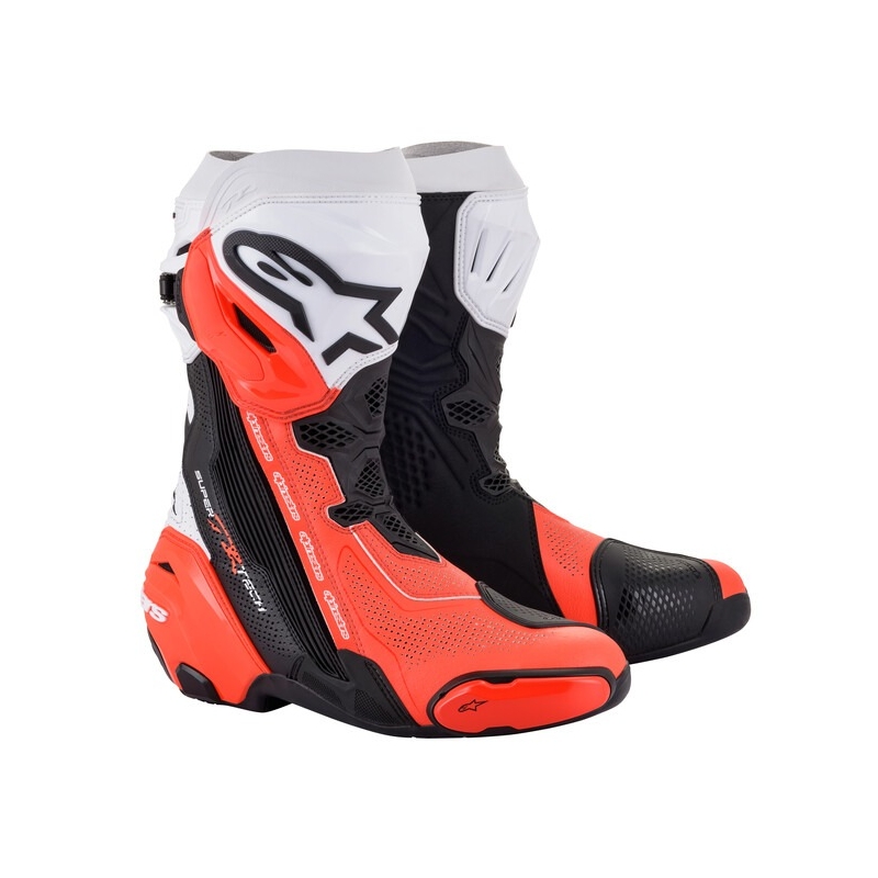 Alpinestars Supertech R Vented Black, White and Fluo Red motocikla zābaki - II klase - II. kvalitāte